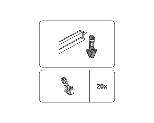 Befestigungsclip für Trägerschiene, 20er Pack