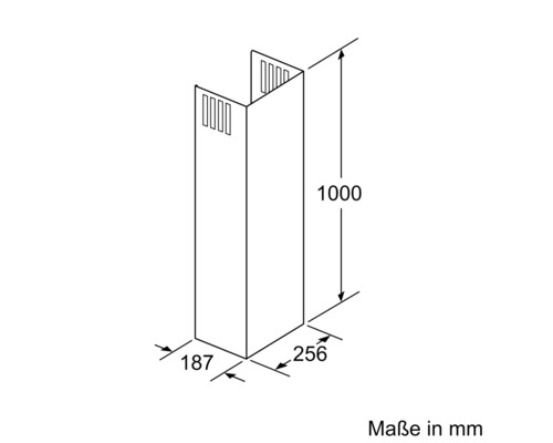Schéma technique d''un habillage de hotte aspirante avec indications de dimensions