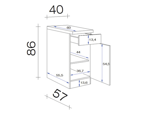 Dessin technique d''une armoire de salle de bain avec dimensions