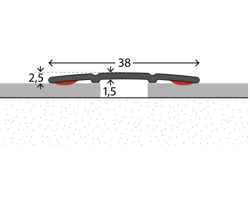 Illustration eines Türschwellenprofils mit Maßangaben.
