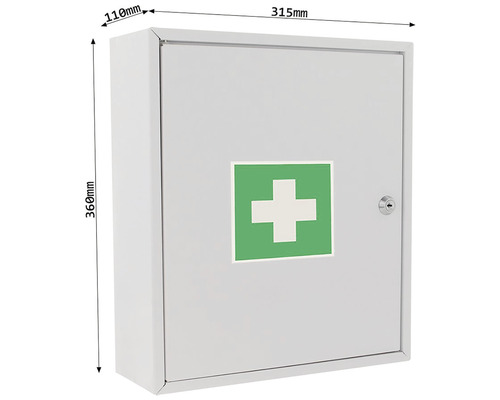 Armoire de premiers secours en métal, 315 x 360 x 110 mm