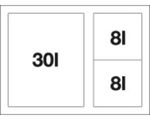 Système de tri des déchets avec un bac de 30 litres et deux bacs de 8 litres