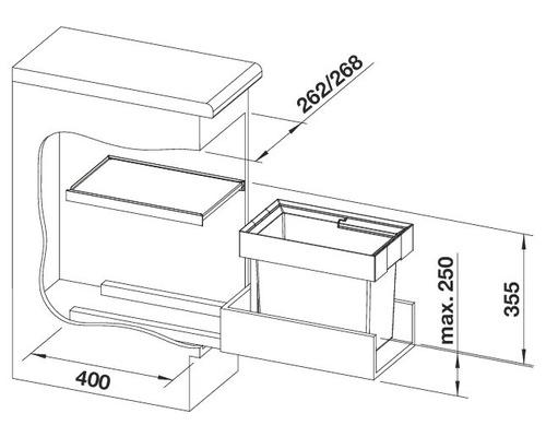 Schéma technique d''un meuble sous-évier avec dimensions