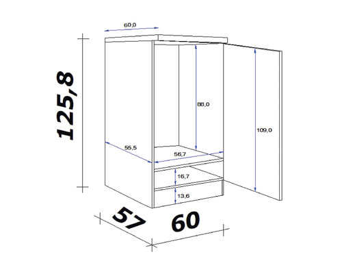 Image d''une armoire avec des dimensions