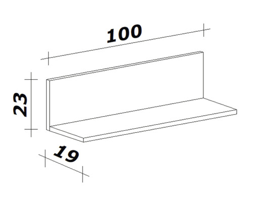 Dessin technique d''une étagère murale aux dimensions 100 x 23 x 19