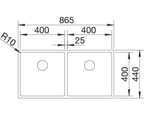 Dessin d''un évier double avec dimensions