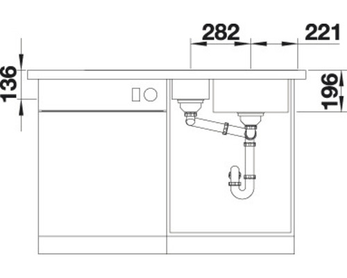 Schéma technique d''un évier avec dimensions