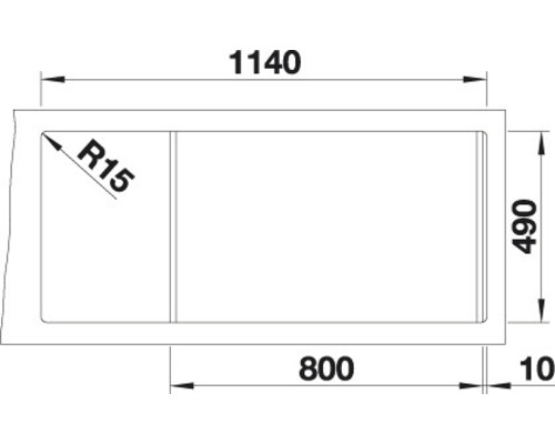 Technische Zeichnung einer Badewanne mit Maßen