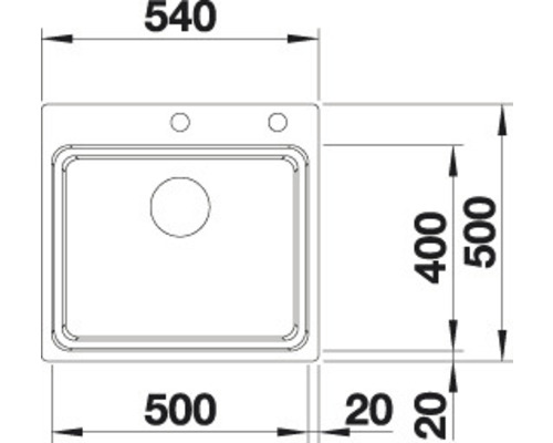 Dimensions d''un évier : 540 x 500 mm