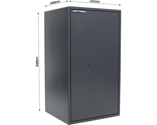 Stahlschrank Tresor mit den Maßen 400 mm Breite, 445 mm Tiefe und 800 mm Höhe