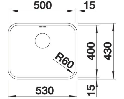 Dessin technique d''un évier avec dimensions