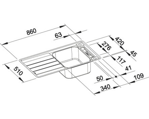 Spüle mit Abmessungen