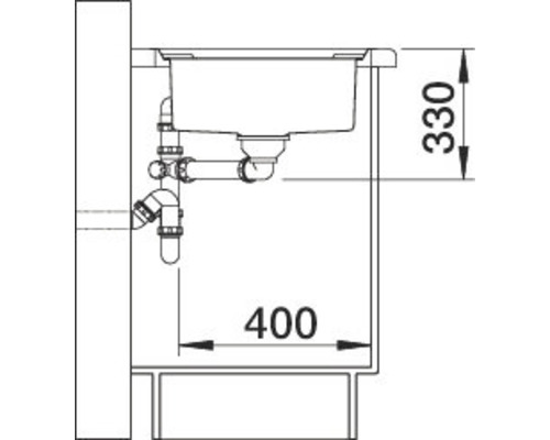 Schéma technique d''un lavabo avec les dimensions 330 et 400.
