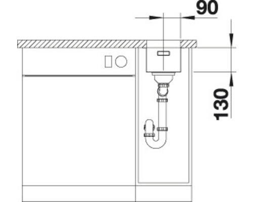 Schéma technique d''un évier avec dimensions
