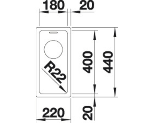 Dessin technique d''un évier avec dimensions