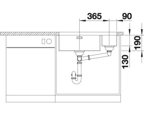 Schéma d''un évier avec les dimensions correspondantes pour l''installation