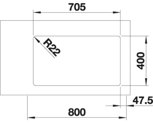 Schéma technique d''un évier avec dimensions