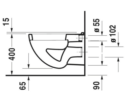 Schéma technique d''un WC suspendu avec cotes