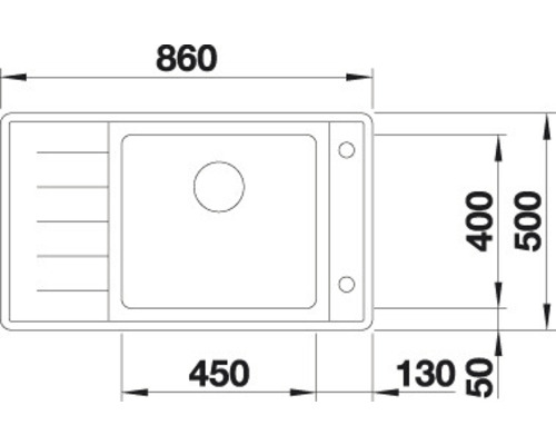 Dessin technique d''un évier avec cotes