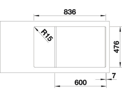 Schéma technique d''un évier avec dimensions