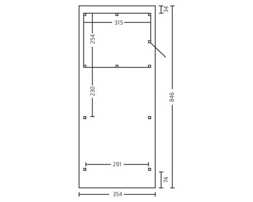 Technische Zeichnung mit Maßangaben