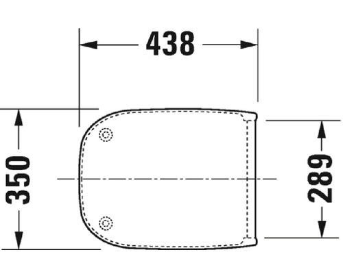 Schéma technique d''un couvercle de WC avec dimensions.