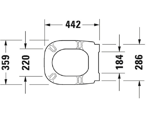Dessin technique d''un siège de WC avec dimensions.
