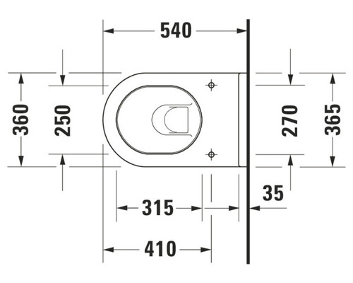 Schéma technique de toilettes suspendues avec dimensions.