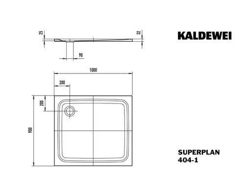 Kaldewei Superplan 404-1 Receveur de douche plan de dimensions