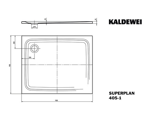 Kaldewei Superplan Receveur de douche plan avec dimensions