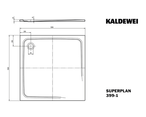 Kaldewei Superplan 399-1 Receveur de douche plan technique avec cotes