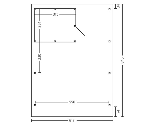 Technische Zeichnung mit Massangaben