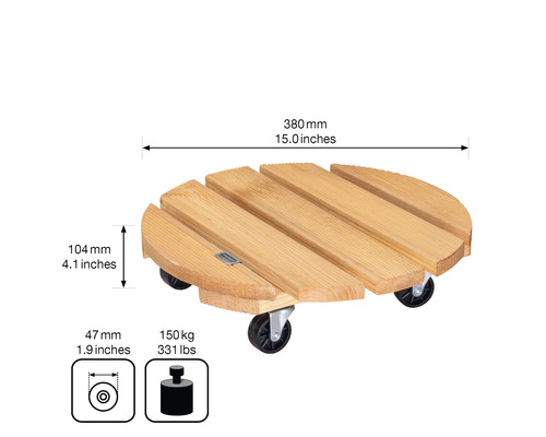 Runder Pflanzenroller aus Holz mit Massen und Belastbarkeit