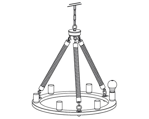Croquis d''un luminaire suspendu avec six douilles
