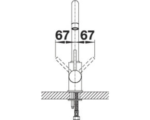 Dessin technique d''un robinet avec les dimensions 67.