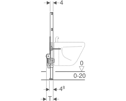 Dessin technique d''un bâti-support WC avec dimensions