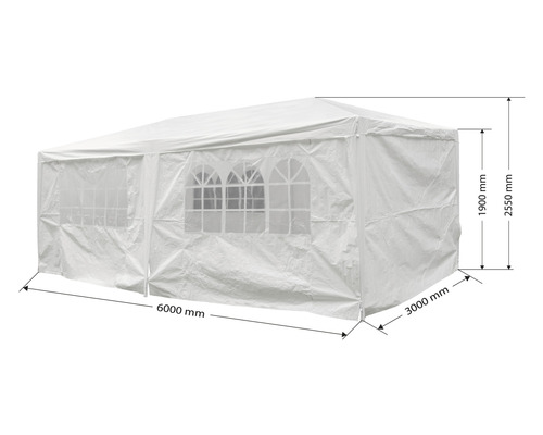 Tente de réception blanche avec dimensions