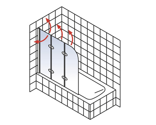 Badewanne mit Duschwand und Belüftung
