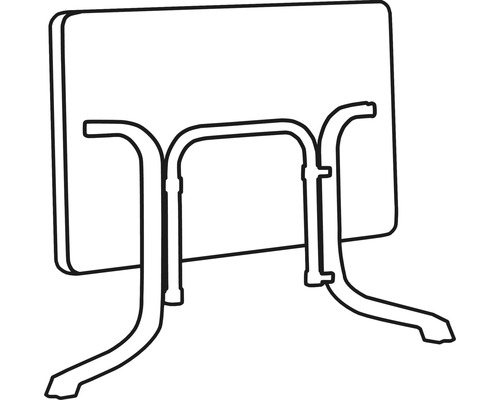 Abbildung eines Klapptisches von hinten mit Metallgestell