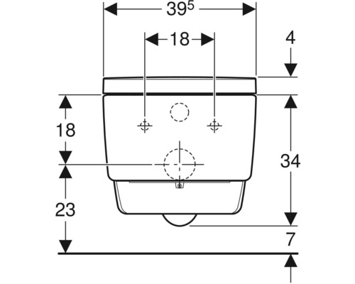 Dessin technique d''un WC suspendu avec dimensions