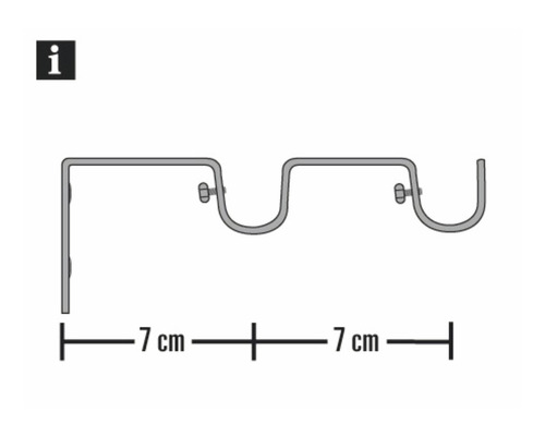 Schéma d''un support de tringle à rideaux avec les dimensions 7 cm