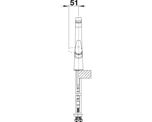 Dessin technique d''un robinet avec indication de dimension 51