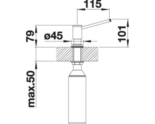 Dessin technique d''un distributeur de savon avec dimensions