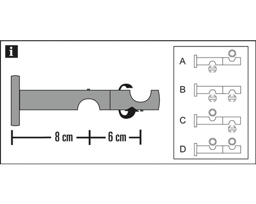 Instructions d''installation d''une tringle à rideaux avec indications de dimensions