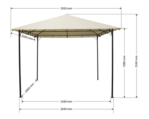 Image d''un pavillon avec les dimensions.