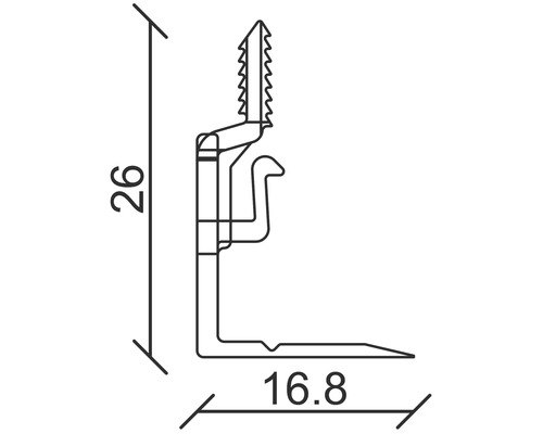 Baguette profilée avec dimensions de 26 et 16.8 millimètres