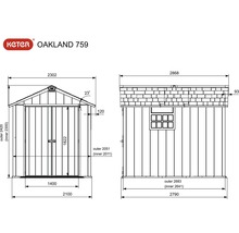 Kunststoffgerätehaus Keter Oakland 759 mit Fussboden 229 x 287 cm grau