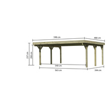 Abbildung eines Carports mit Größenangaben.