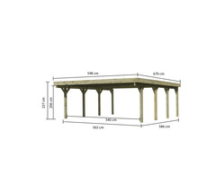 Holzcarport mit Maßangaben