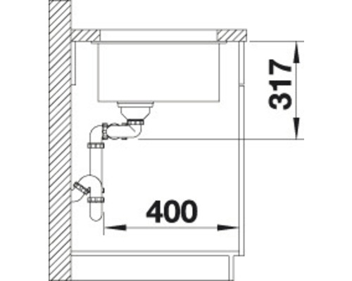 Schéma d''un évier avec dimensions